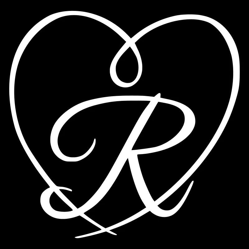 Letter R Calligraphy Heart