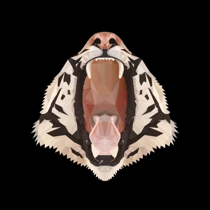 Tiger Polygon mit offenem Maul