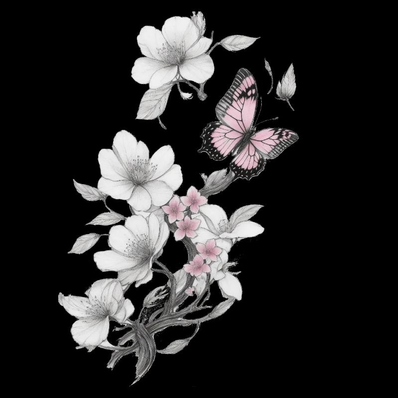 Papillon avec fleur