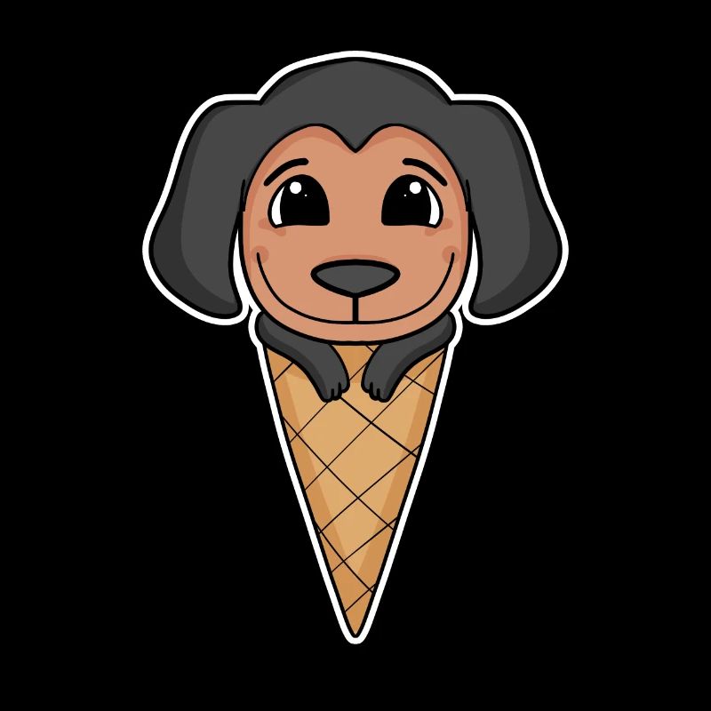 Coonhound avec cornet de crème glacée - crème glacée
