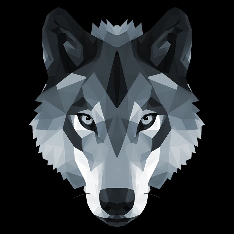 Wolf head low polygon in black and white