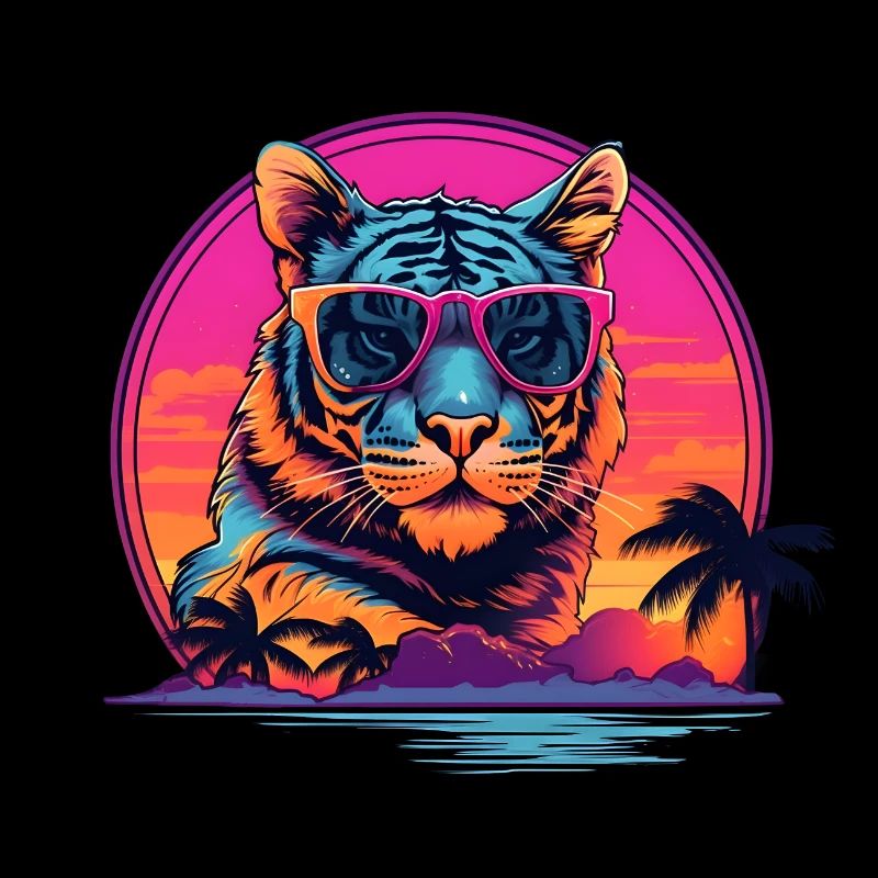 Synthwave Tiger Sunset