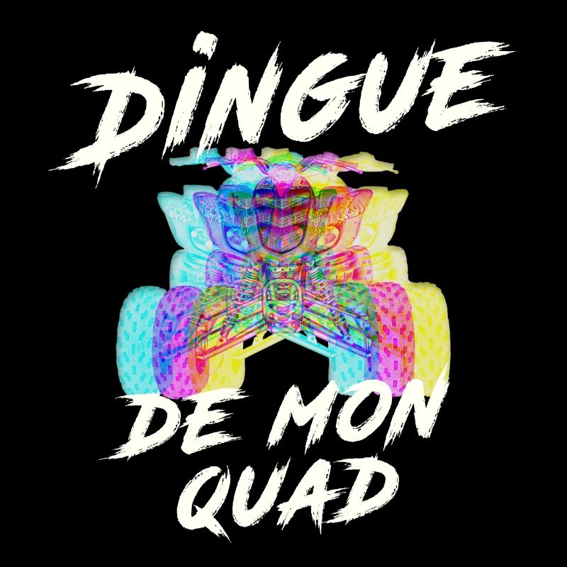 Quad : T-shirt dingue de quad, quad multicolore
