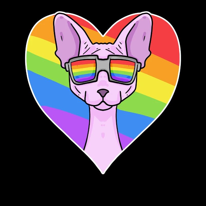 Chat Sphynx - Chat Sphinx - Coeur arc-en-ciel