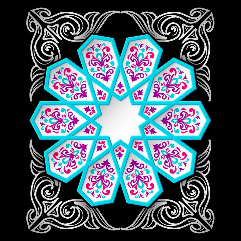 Persisches Ornament mit Silber-Dekor im 3d Stil