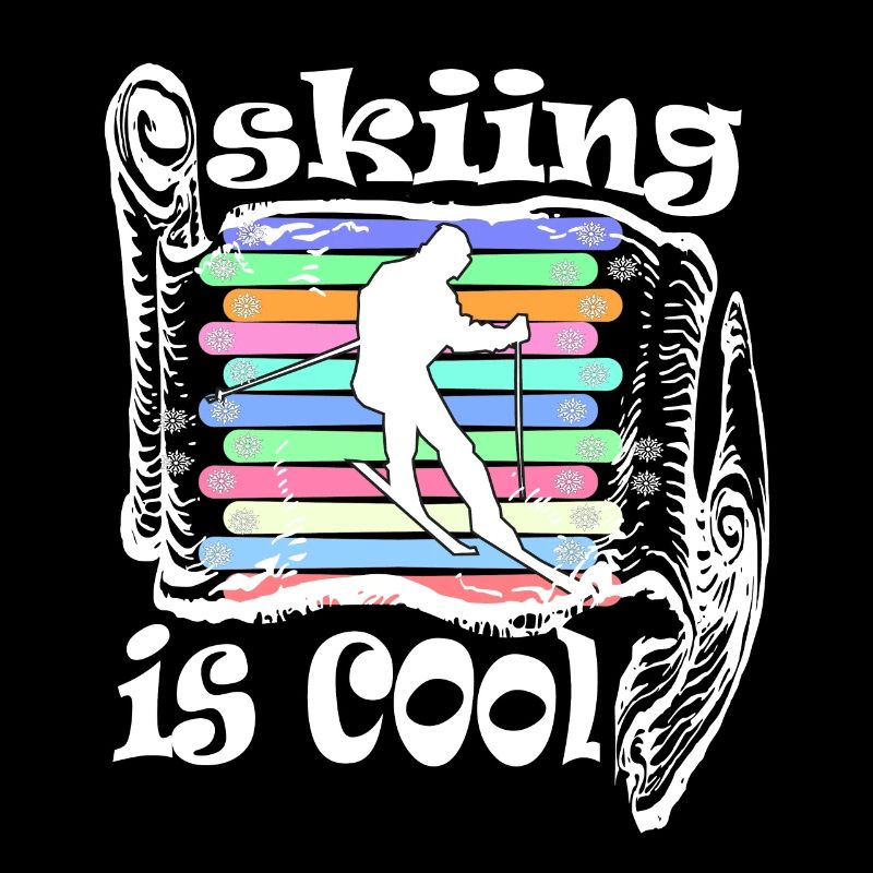Skier is cool, rolled up design with skis