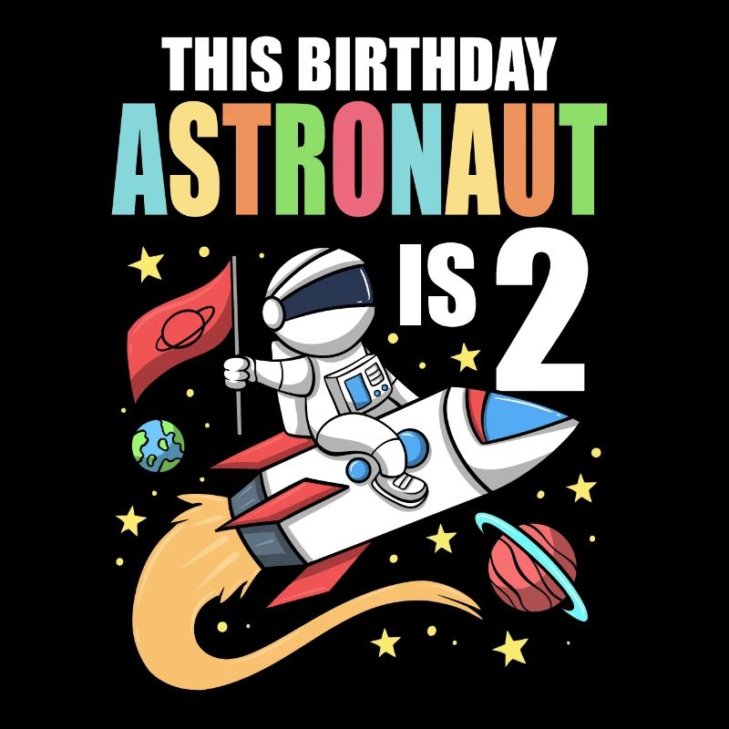 Space Birthday 2 Astronaute Planètes Rocket Ship