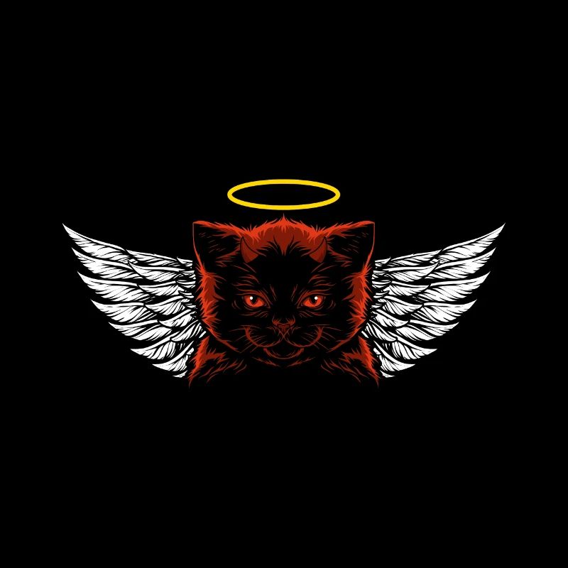 Angel and devil cat