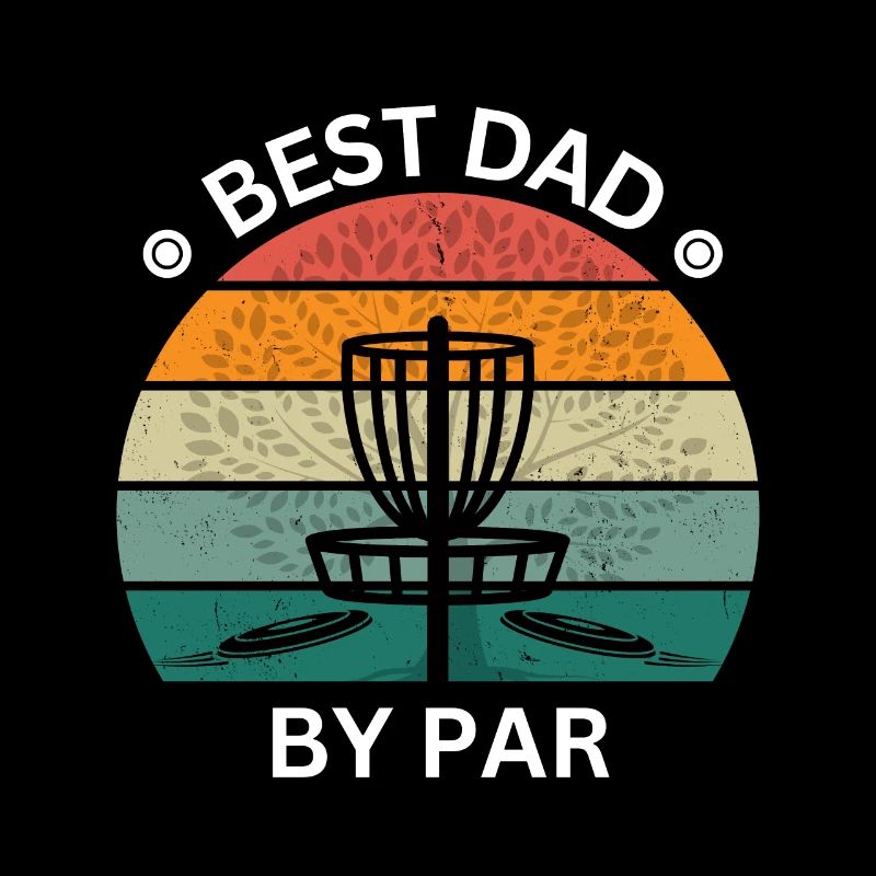 Best Dad By Par Disc Golf Lover Retro Sunset