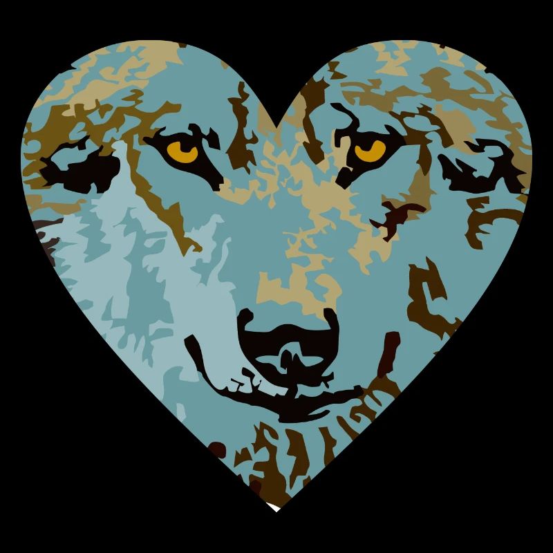 Heart Wolf Blue