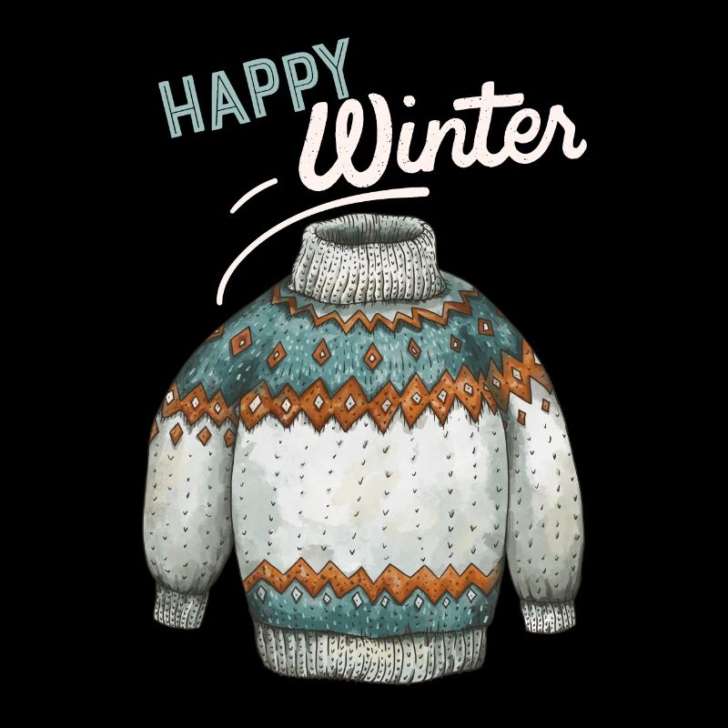 Winter-Design, Strick Pullover Happy-Winter Spruch