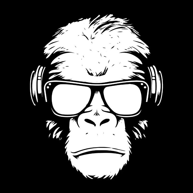 Singe cool avec lunettes de soleil et écouteurs