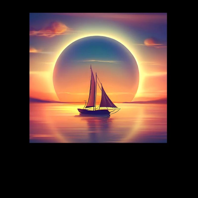 Voilier navigue dans le coucher du soleil Angular