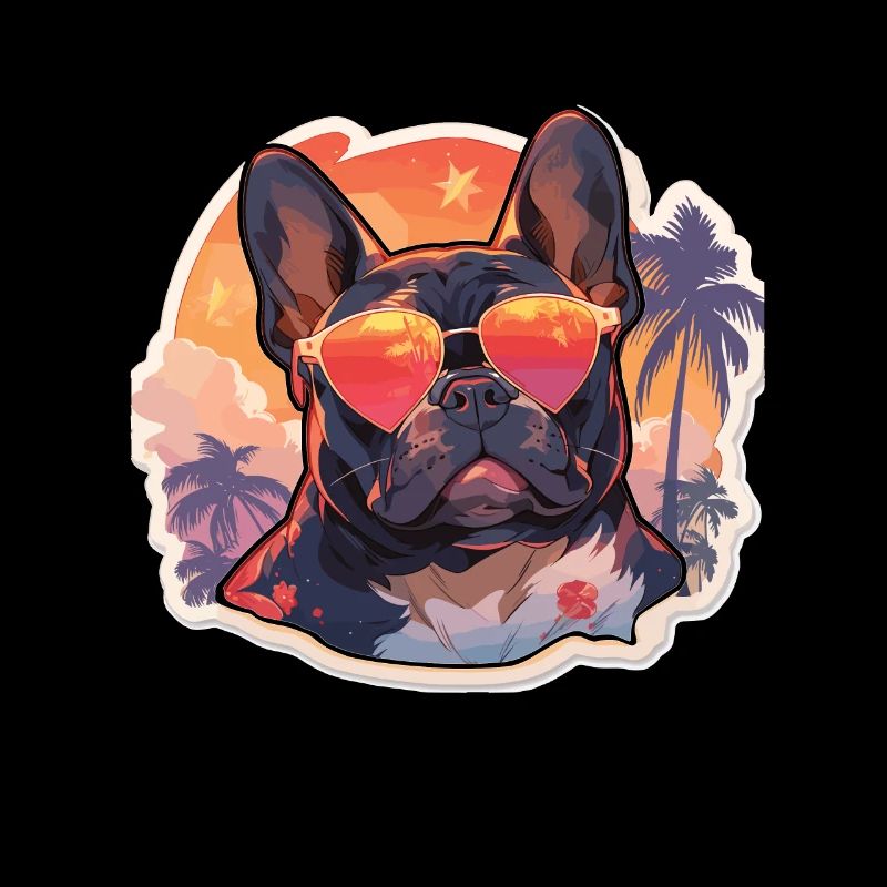 Vacances à la plage de bouledogue français
