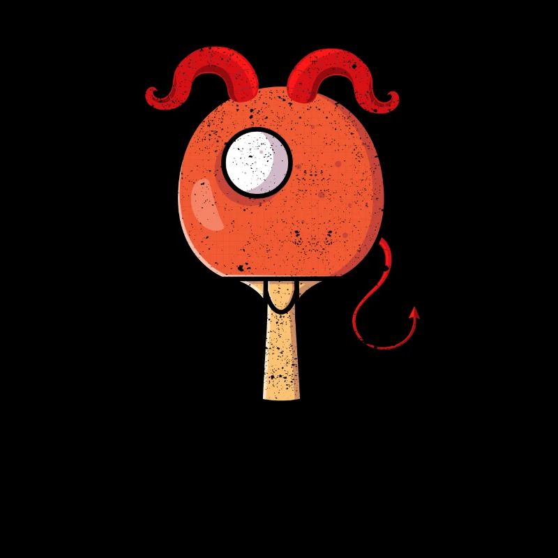 Ping Pong Devil Paddle Red Horns Funny