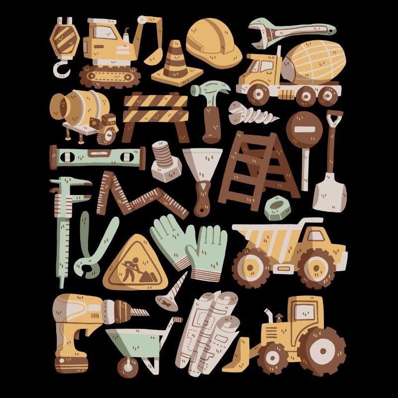 Construction Site Excavator Construction Worker Crane Helmet Tool