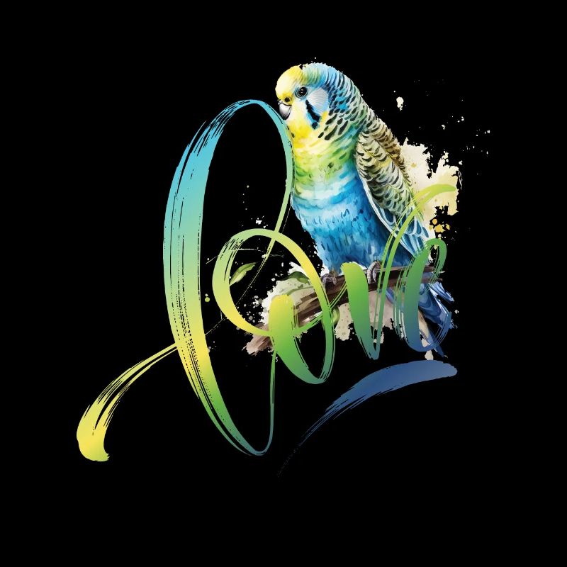 Perruche bleu vert dessin aquarelle