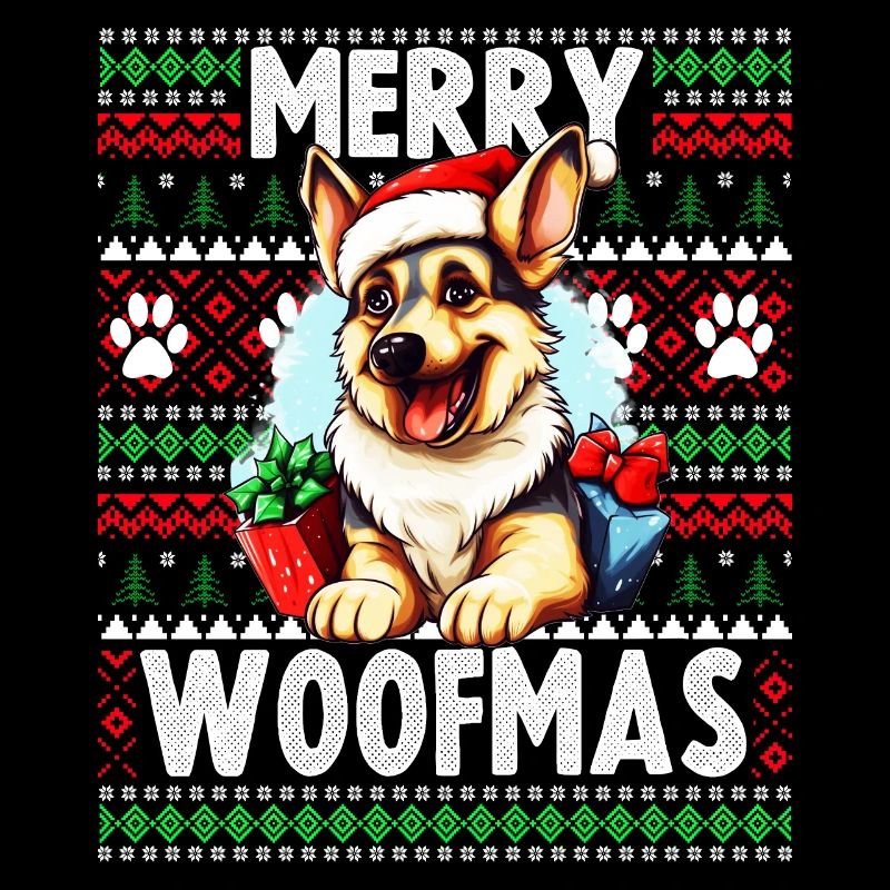 Niedlicher Deutscher Schäferhund Weihnachtskostüm - Merry