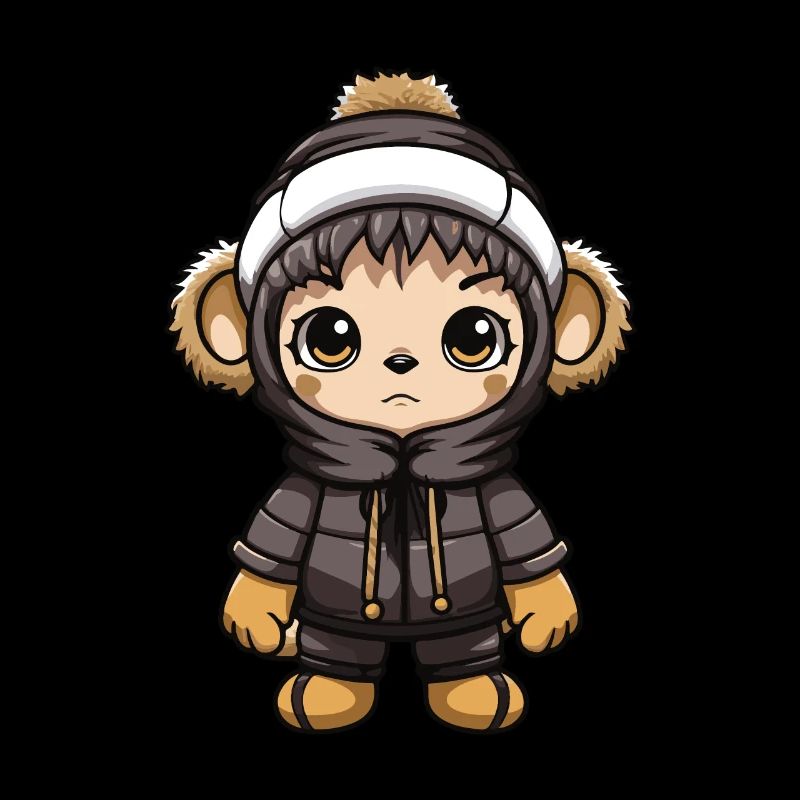 Affe Winter Comic Niedlich