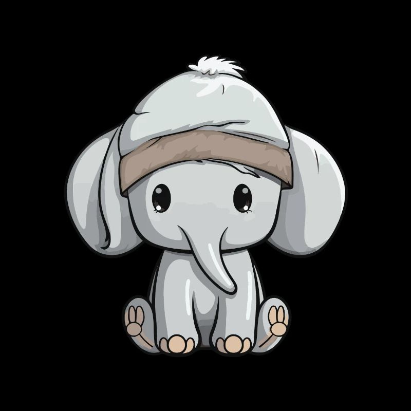 Elephant Winter Comic Cute