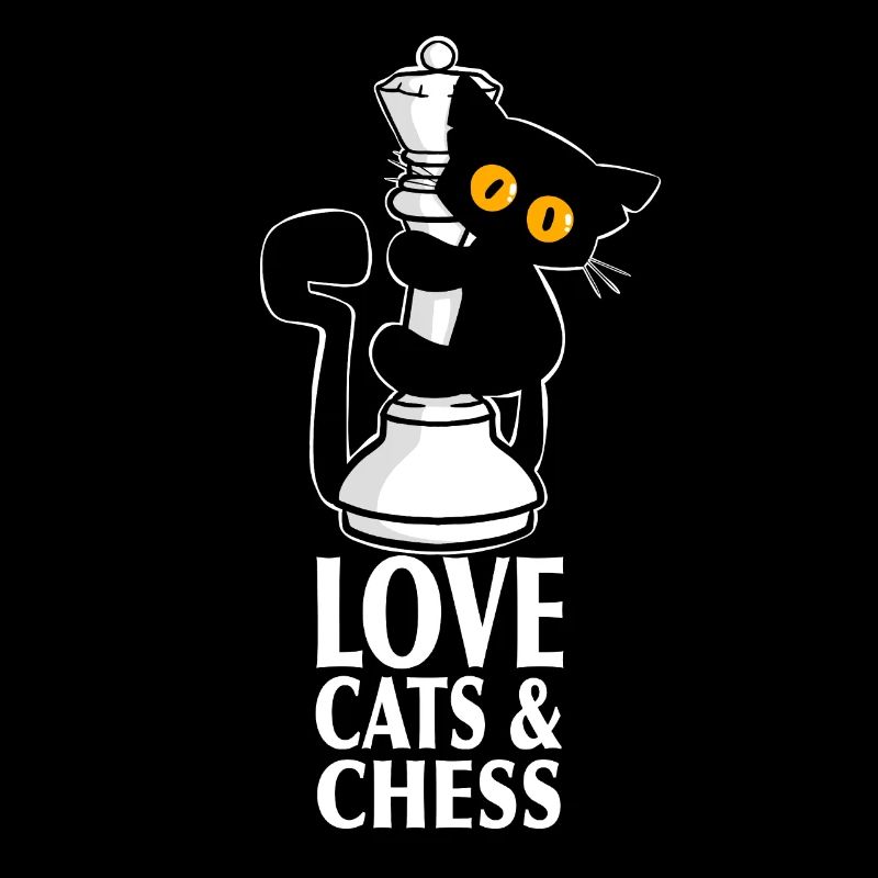 Chat noir mignon, grimpe sur les dames des échecs