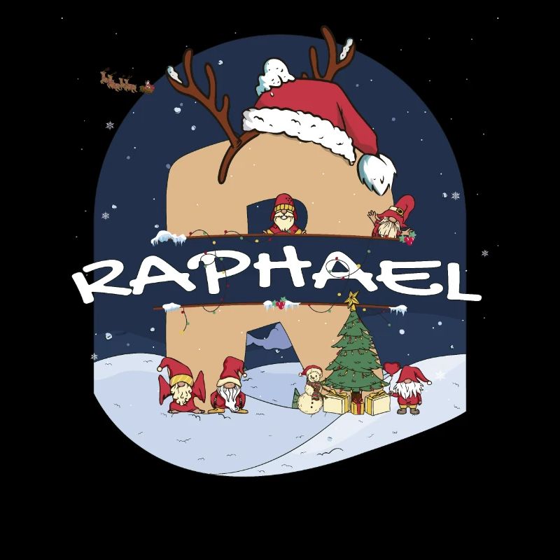 Impressionnant nom de Raphaël w chapeau de père Noël dans le thème de Noël