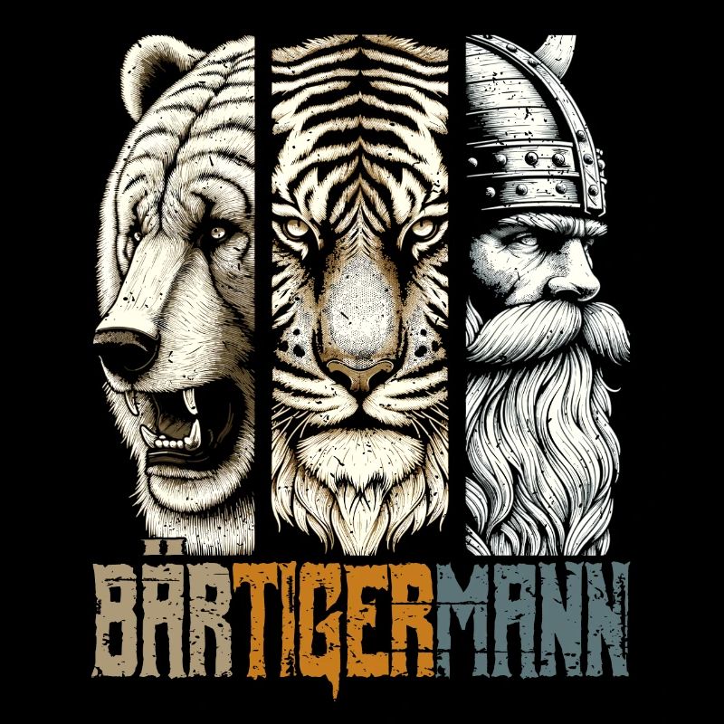 Bärtigermann Bär Tiger Mann Geschenk Bart