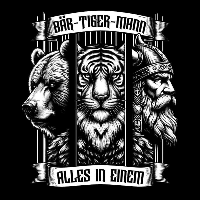 Bärtigermann Bär Tiger Mann Geschenk Bart