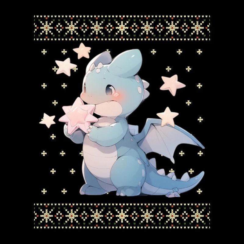 Dragon kawaii dans le style pull de Noël moche