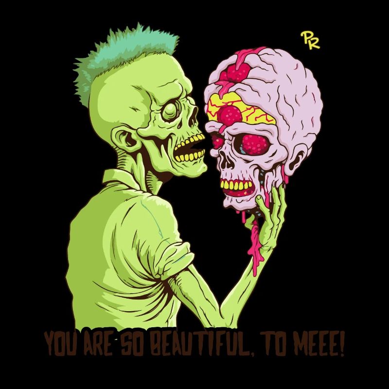 Zombie Holding Skull Brain