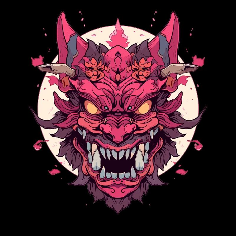 Japanese Hannya Demon Samurai Warrior Oni Mask