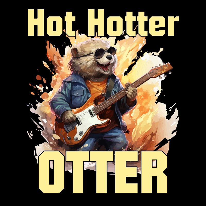 Lustiger Otter mit E-Gitarre und Spruch