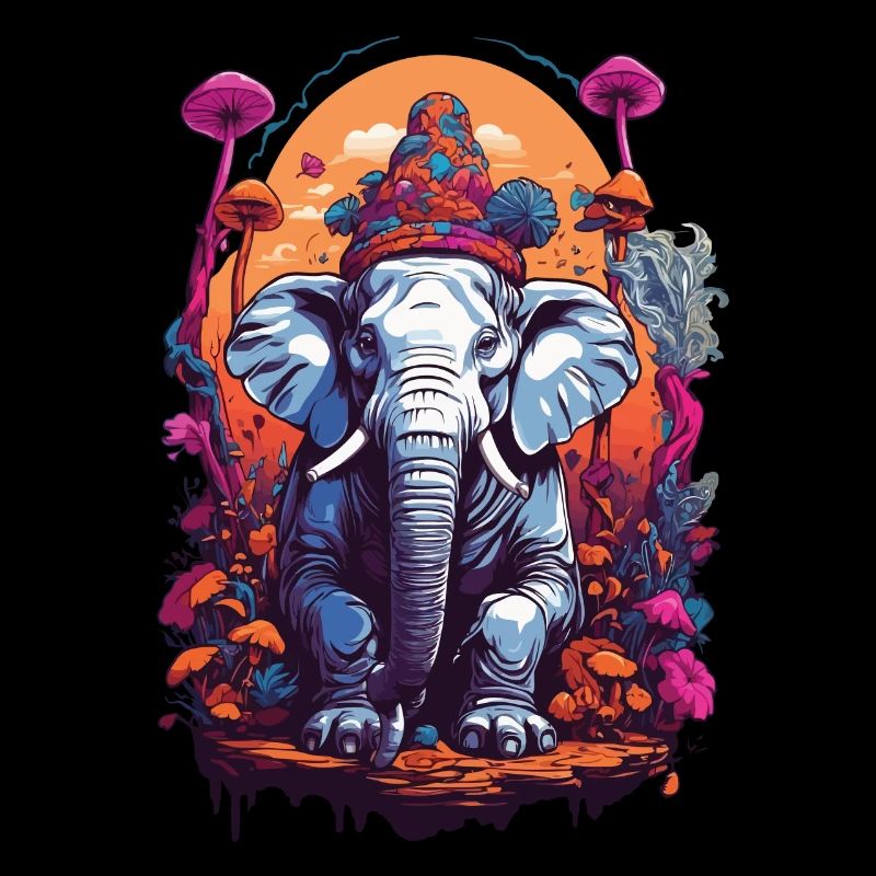 Éléphant psychédélique Art Goa Trance champignons