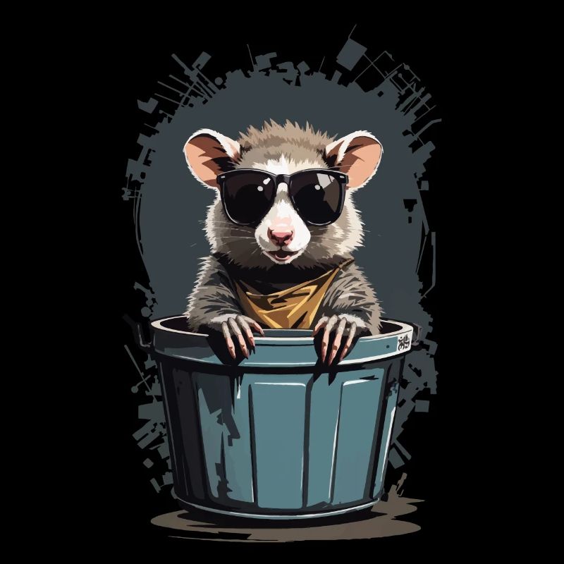 Cool Possum Funny Garbage Can Residents