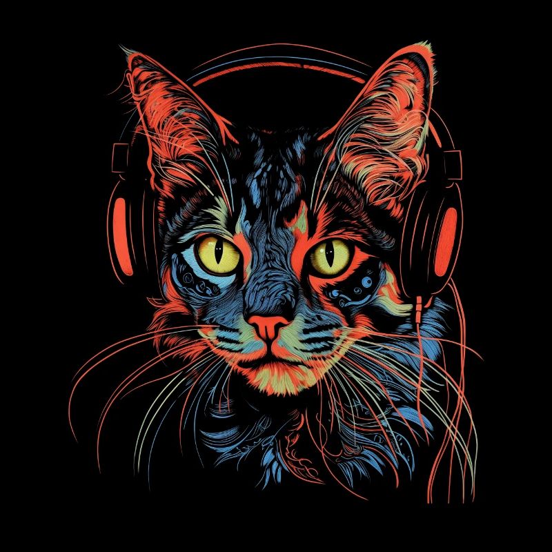 Katze Musik Kopfhörer Geschenk