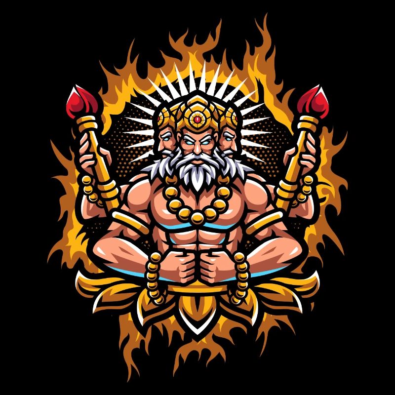 Brahma with Halftone Fire Background