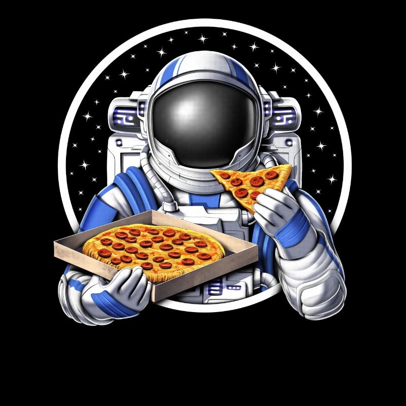 astronaute de l’espace mangeant de la pizza