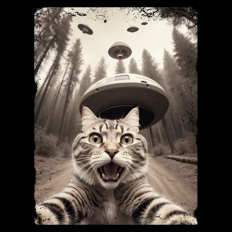 Vaisseau spatial extraterrestre Selfie de chat drôle