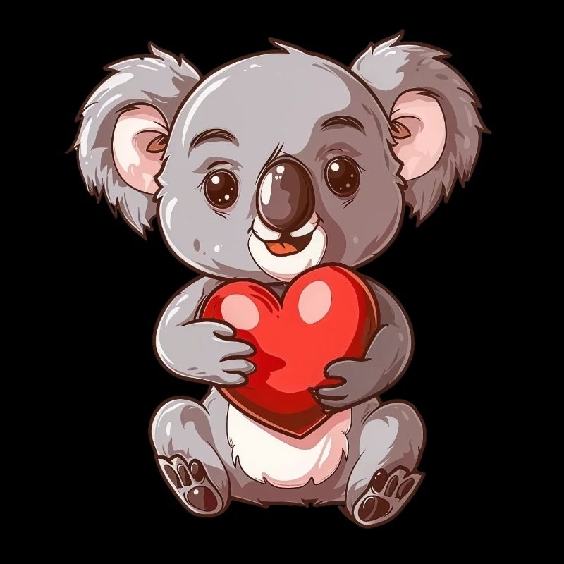 Cute Koala Holding Heart With Adorable Expression