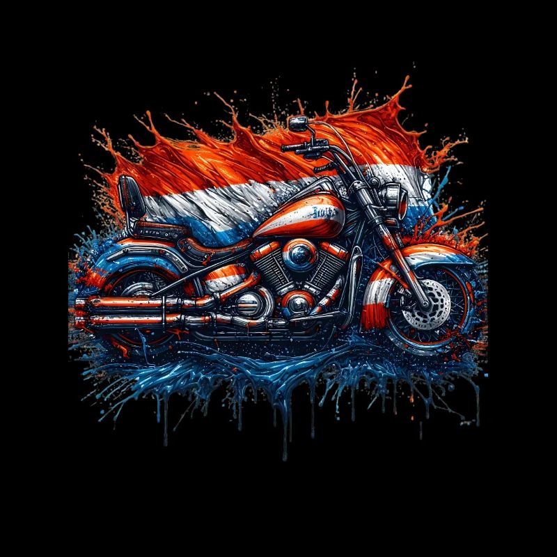 Cool, motorcyclists design Dutch flag.
