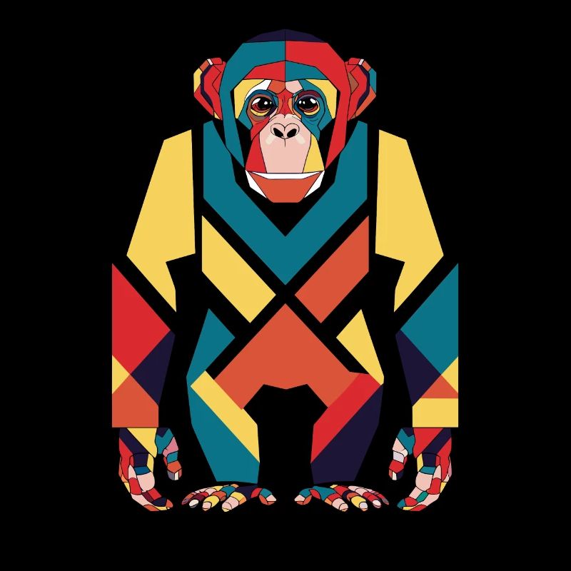 Colorful Monkey Geometric Pattern