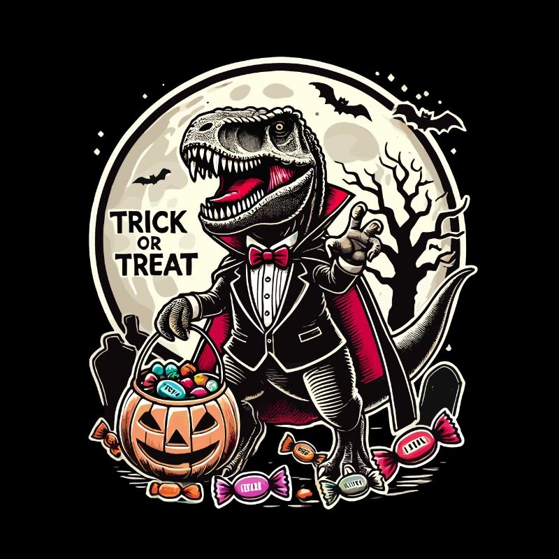 Funny T-Rex Vampire Loves Candy