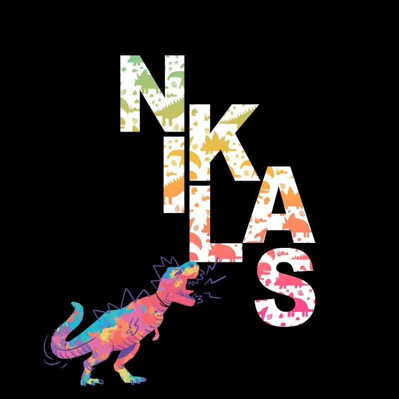 NIKLAS - Beautiful boy name with dinosaur