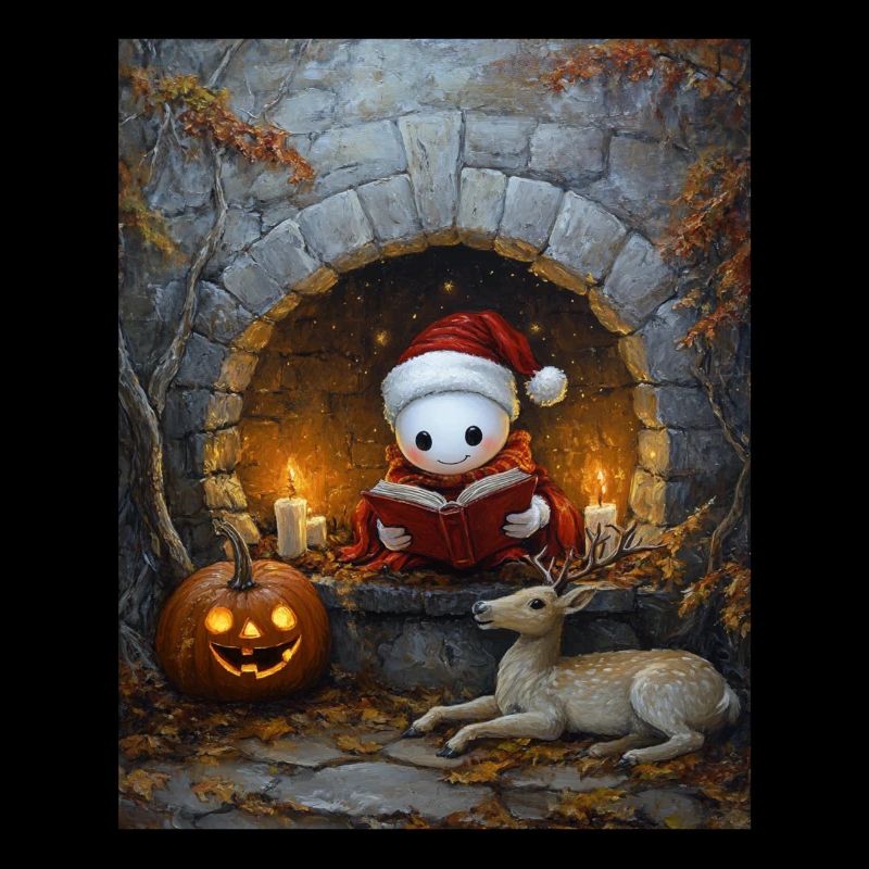 Halloween Gift Ghost with Christmas Hat Decoration