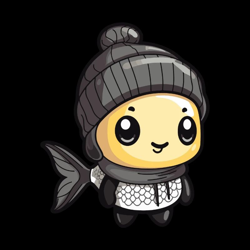 Fisch Winter Comic Niedlich