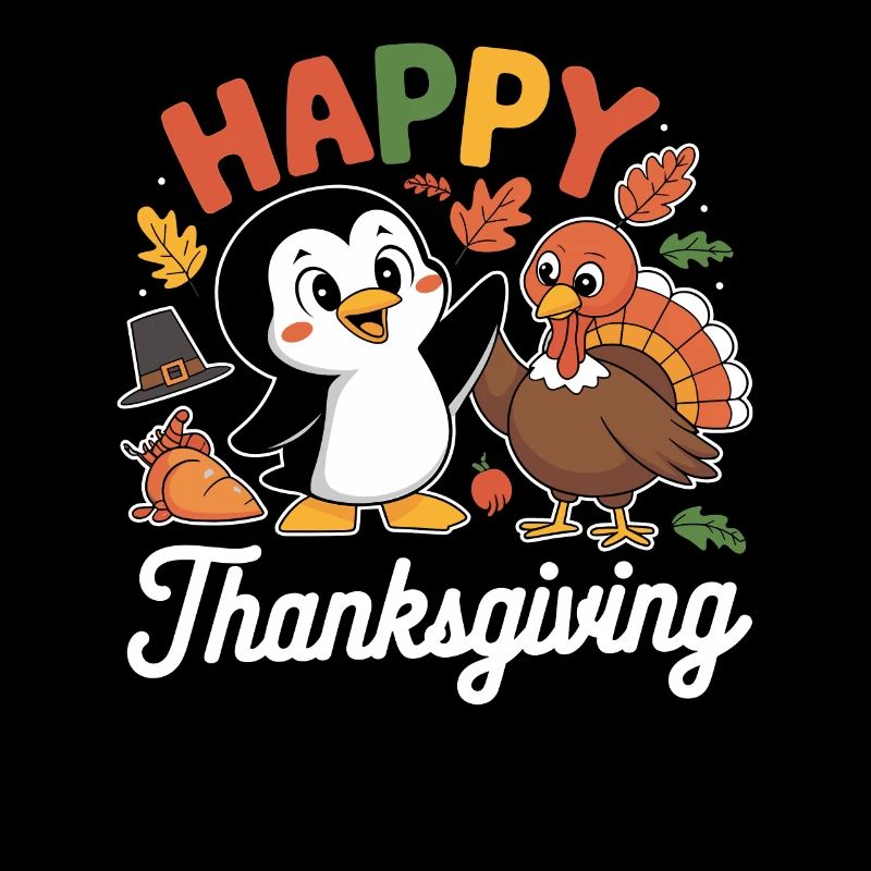 Joyeux thanksgiving pingouin avec dinde