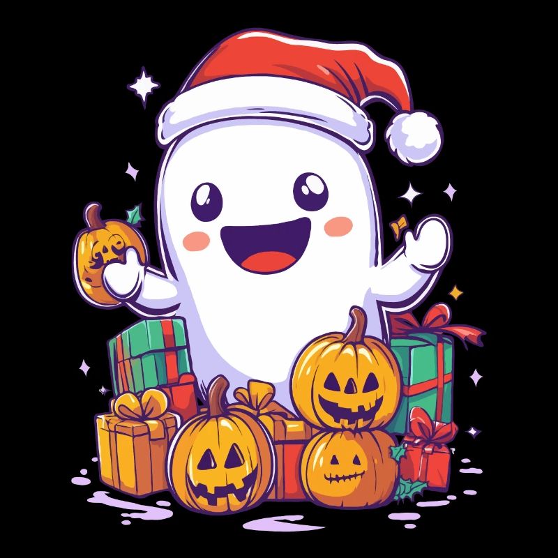 Halloween Gift Ghost with Christmas Hat Decoration