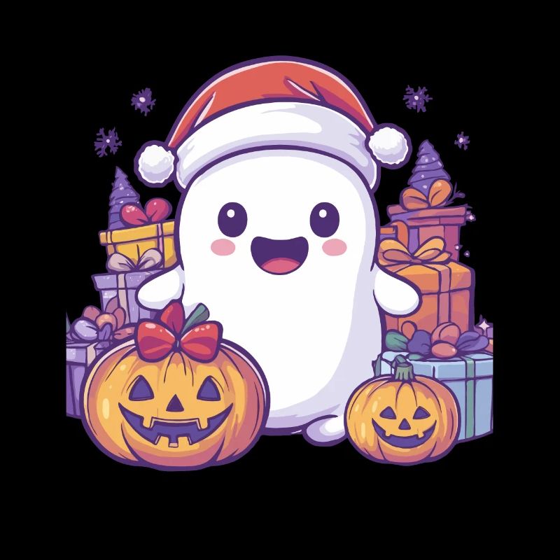 Halloween Gift Ghost with Christmas Hat Decoration