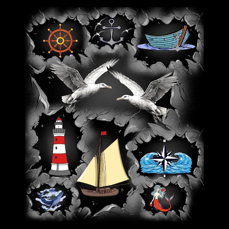Maritime Cruise Seagulls Lighthouse Ship Captain