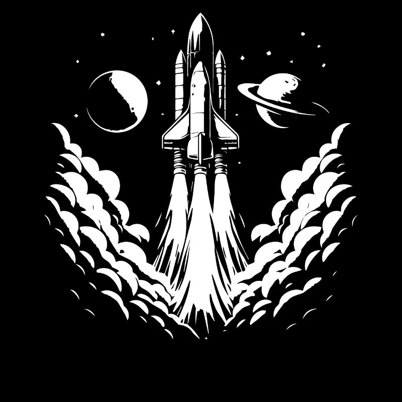 launching rocket, pixel art, outer space